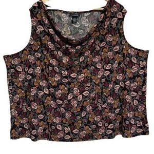 Any Wear By Catherines Womens Black Floral Sleeveless Top Drape Cowl Neck 3X
